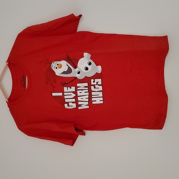 Disney Tops - DISNEY FROZEN Olaf 'I give warm hugs' red short sleeve graphic tee XL Anna Elsa